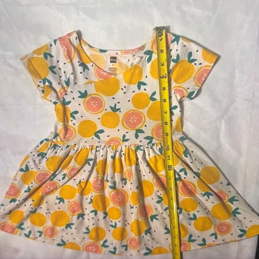 Tea Collection Lemon Grapefruit Print Dress 5 Cottagecore Whimsy Playful Design - Picture 6 of 9